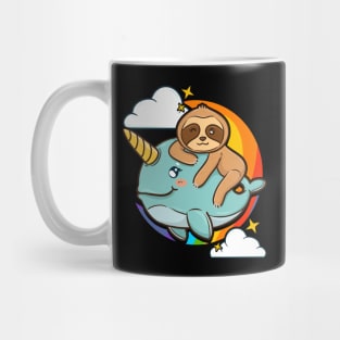 Cute & Funny Sloth Riding Narwhal Animal Friends Mug